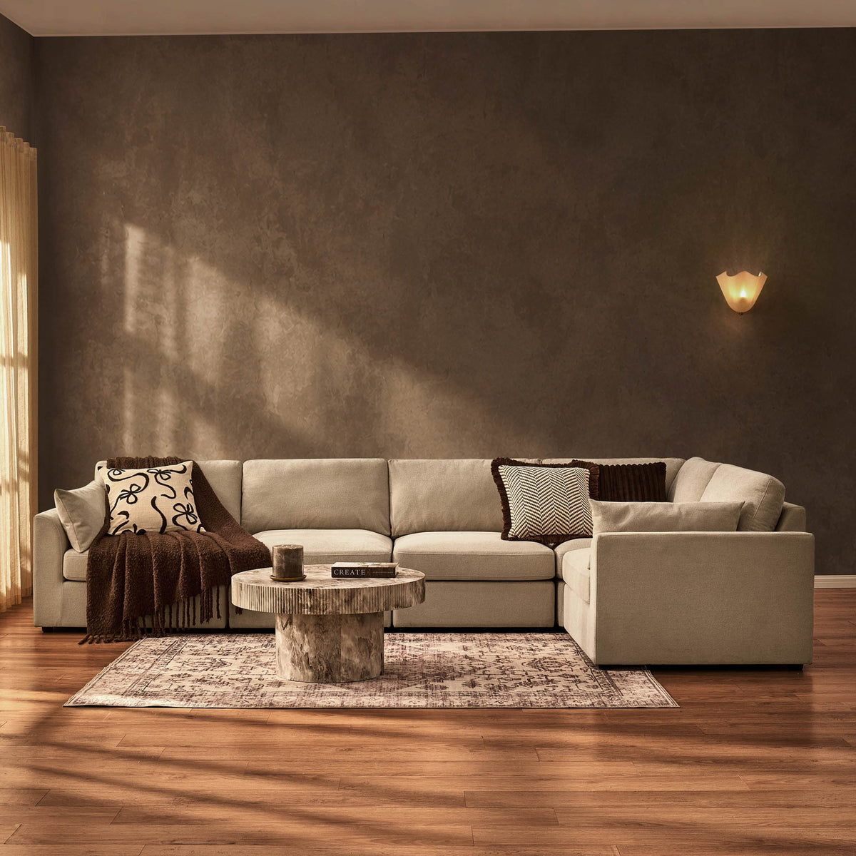 Miami Right Hand Large L-Shape Sofa - Chenille Oatmeal - DUSK