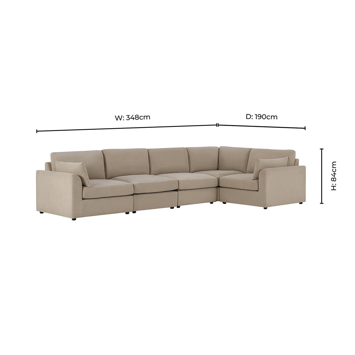 Miami Right Hand Large L-Shape Sofa - Chenille Oatmeal - DUSK