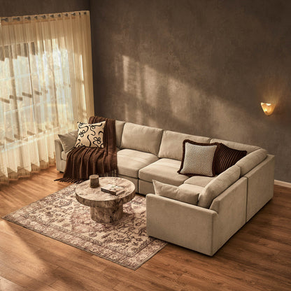 Miami Right Hand Large L-Shape Sofa - Chenille Oatmeal - DUSK