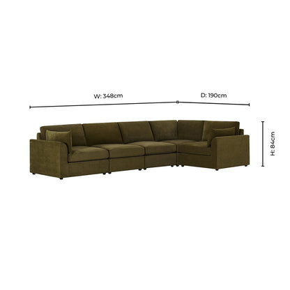 Miami Right Hand Large L-Shape Sofa - Chenille Olive - DUSK