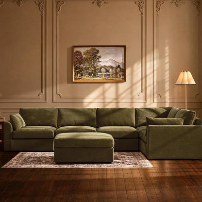 Miami Right Hand Large L-Shape Sofa - Chenille Olive - DUSK