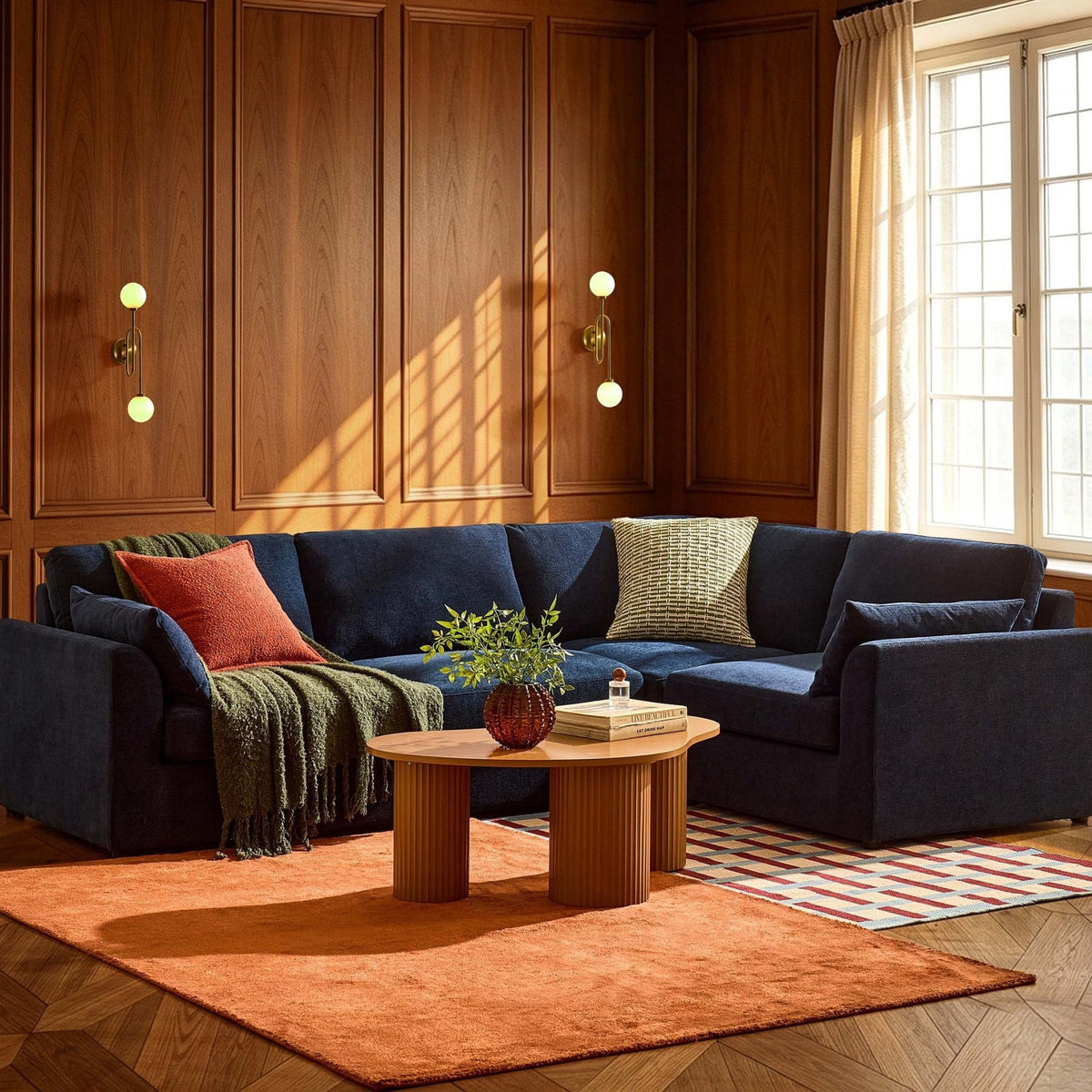 Miami Right Hand Small L-Shape Sofa - Chenille Navy - DUSK
