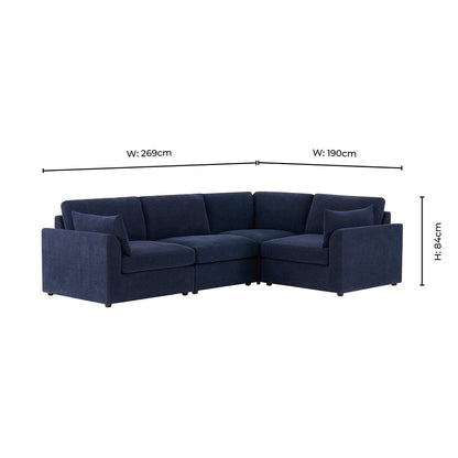 Miami Right Hand Small L-Shape Sofa - Chenille Navy - DUSK