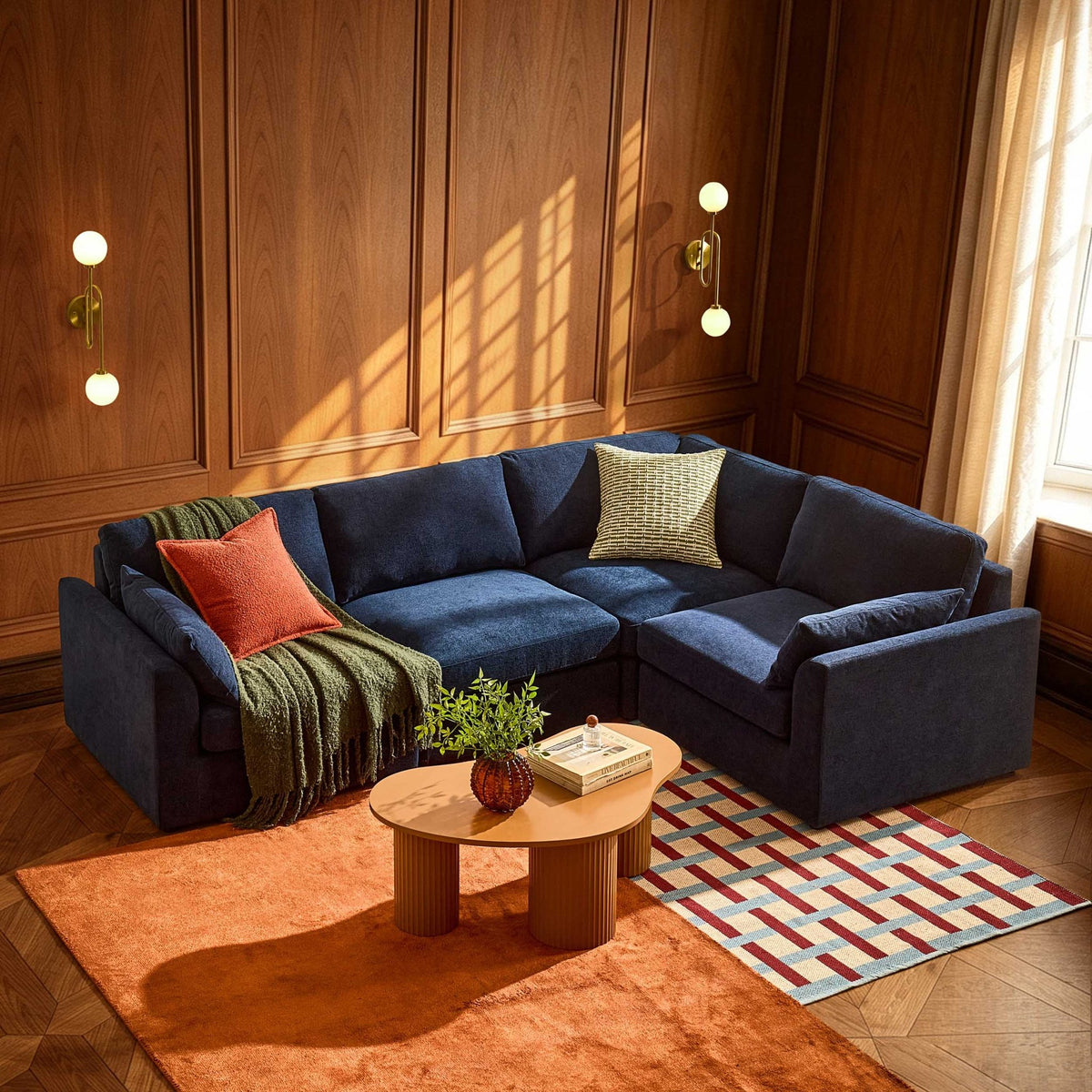 Miami Right Hand Small L-Shape Sofa - Chenille Navy - DUSK