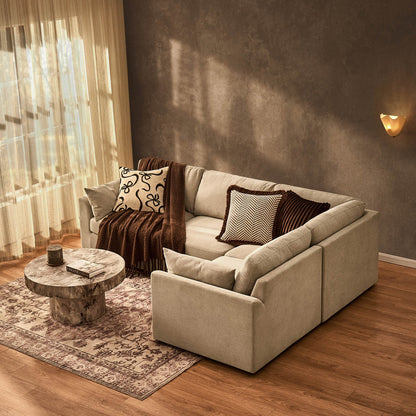 Miami Right Hand Small L-Shape Sofa - Chenille Oatmeal - DUSK