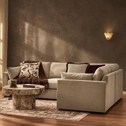 Miami Right Hand Small L-Shape Sofa - Chenille Oatmeal - DUSK