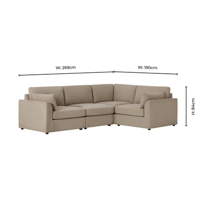 Miami Right Hand Small L-Shape Sofa - Chenille Oatmeal - DUSK
