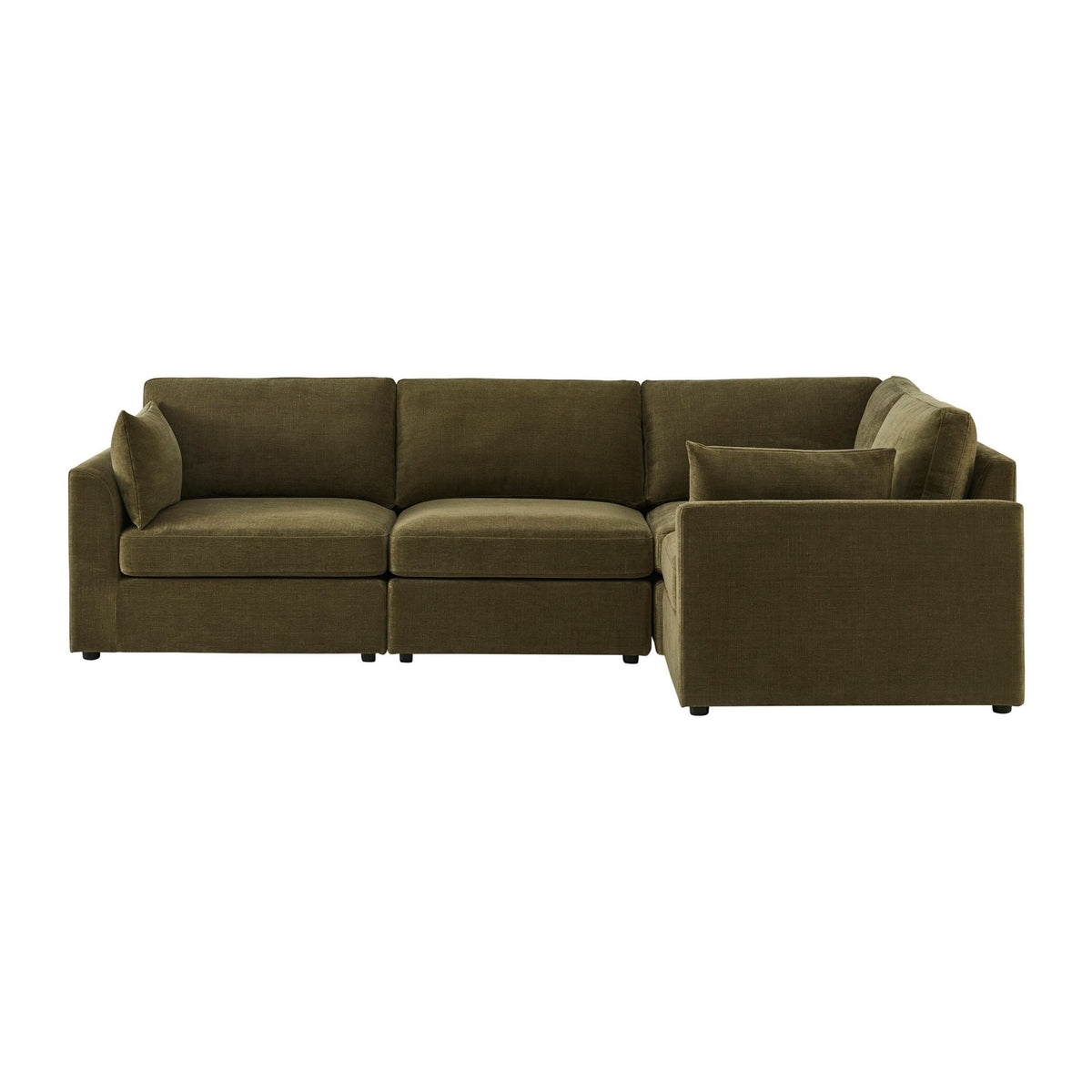 Miami Right Hand Small L-Shape Sofa - Chenille Olive - DUSK
