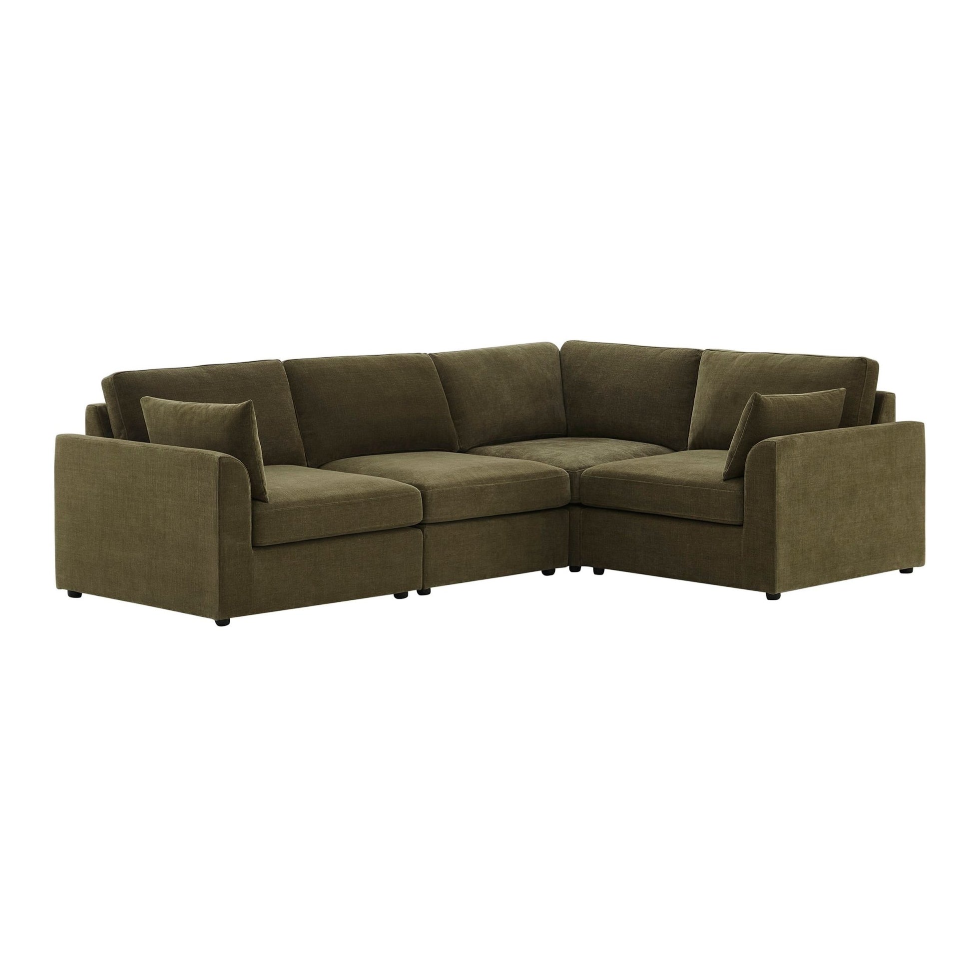 Miami Right Hand Small L-Shape Sofa - Chenille Olive - DUSK