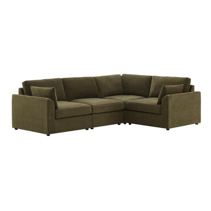 Miami Right Hand Small L-Shape Sofa - Chenille Olive - DUSK