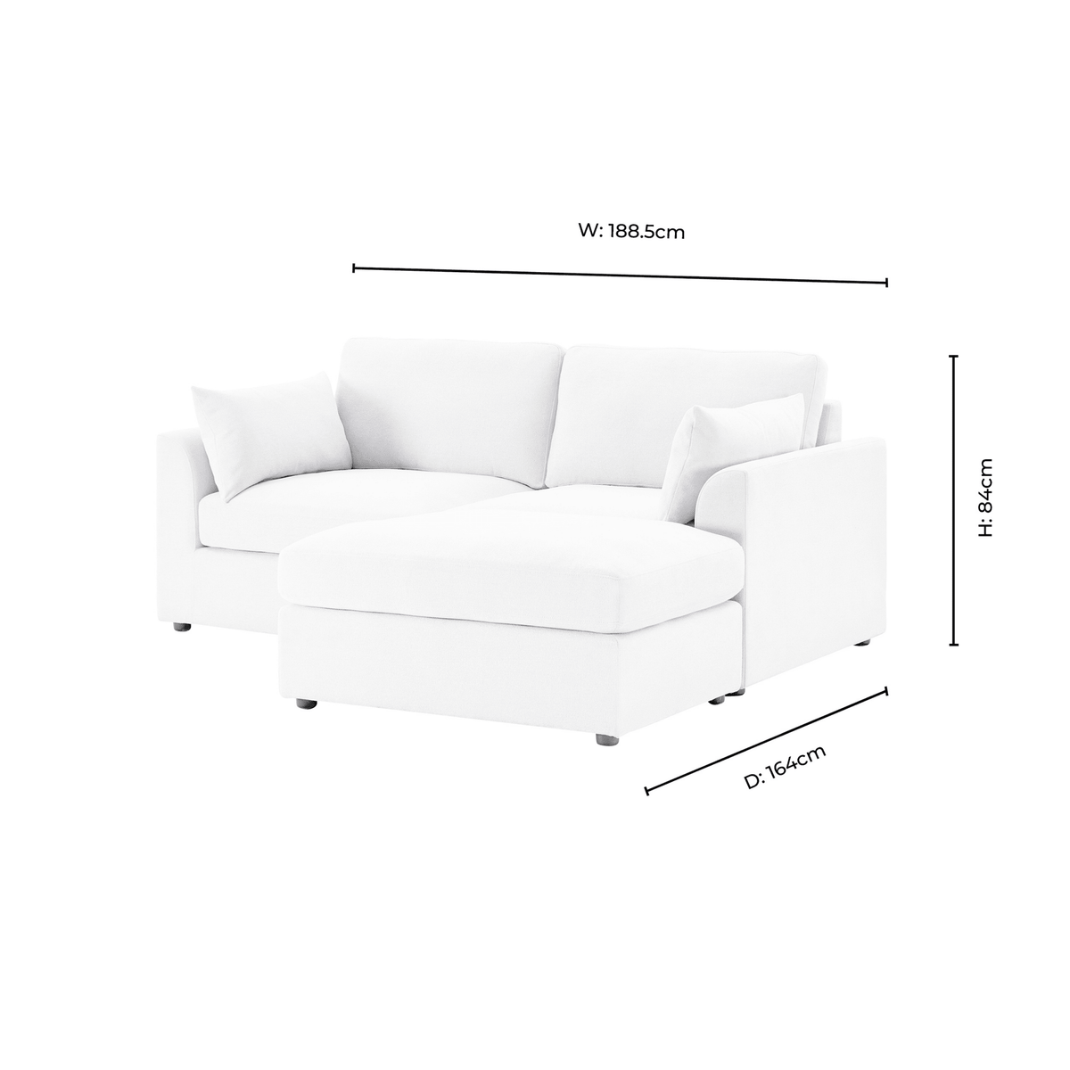 Miami Small Chaise Sofa - Chenille Navy - DUSK