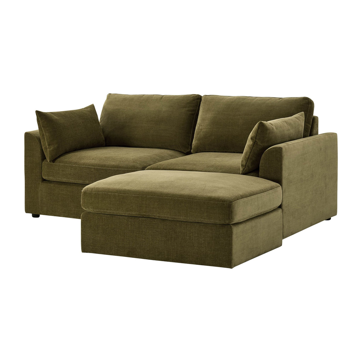 Miami Small Chaise Sofa - Chenille Olive - DUSK