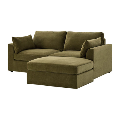 Miami Small Chaise Sofa - Chenille Olive - DUSK