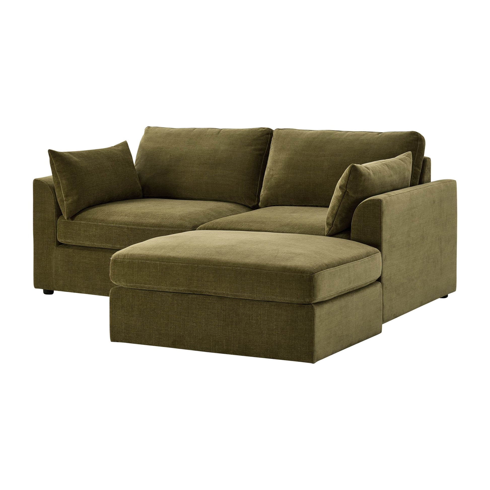 Miami Small Chaise Sofa - Chenille Olive - DUSK