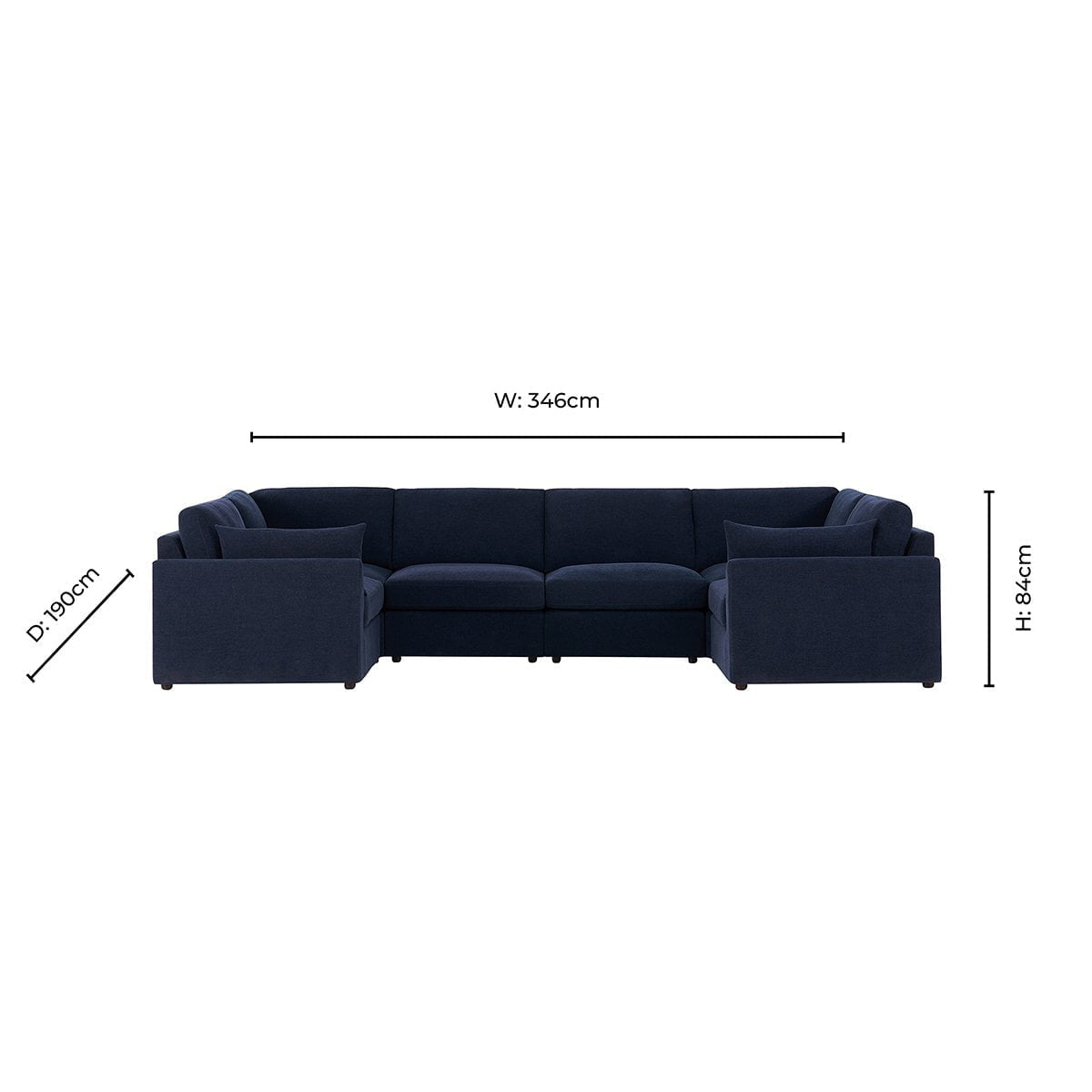 Miami U Shape Sofa - Chenille Navy - DUSK