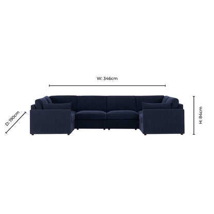 Miami U Shape Sofa - Chenille Navy - DUSK