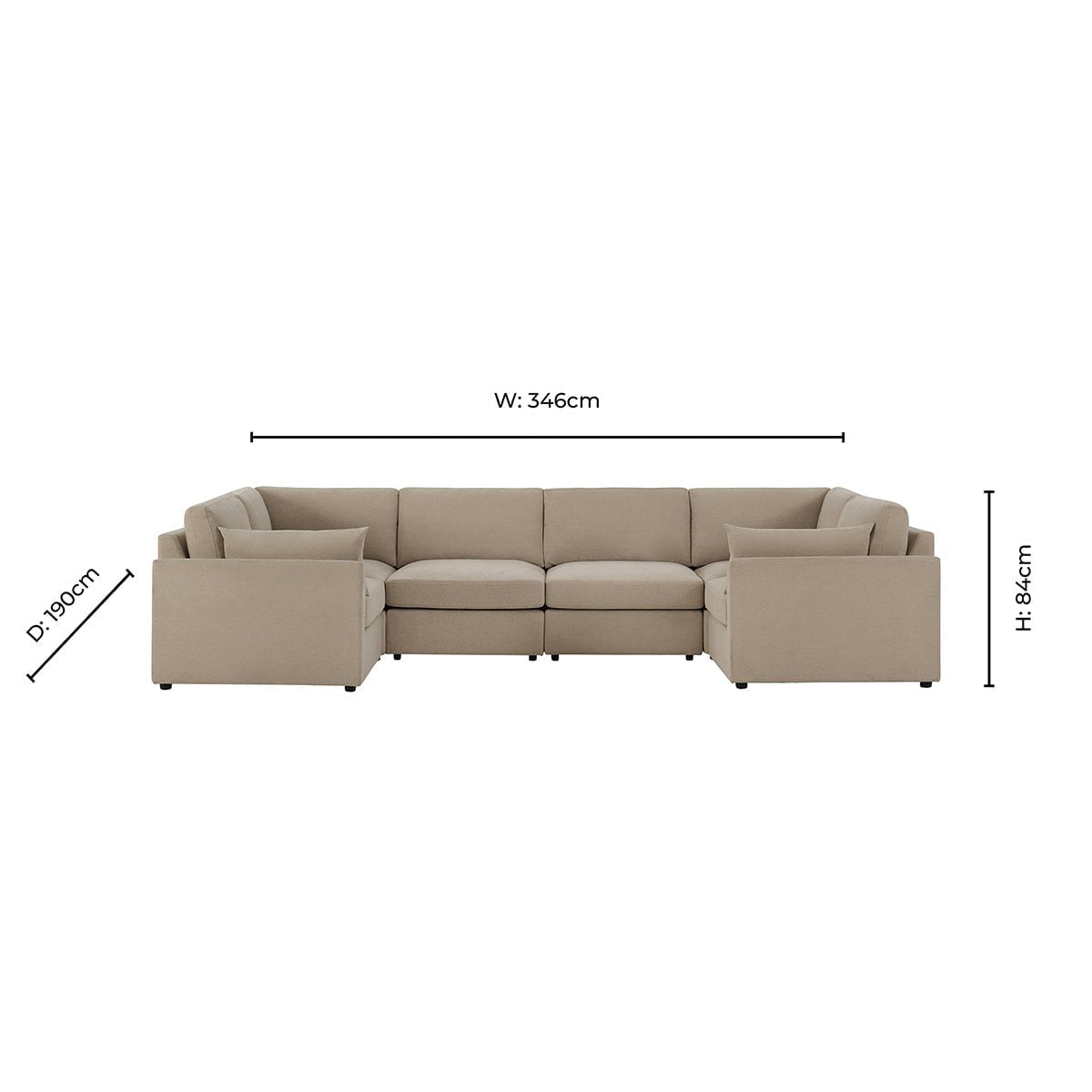 Miami U Shape Sofa - Chenille Oatmeal - DUSK