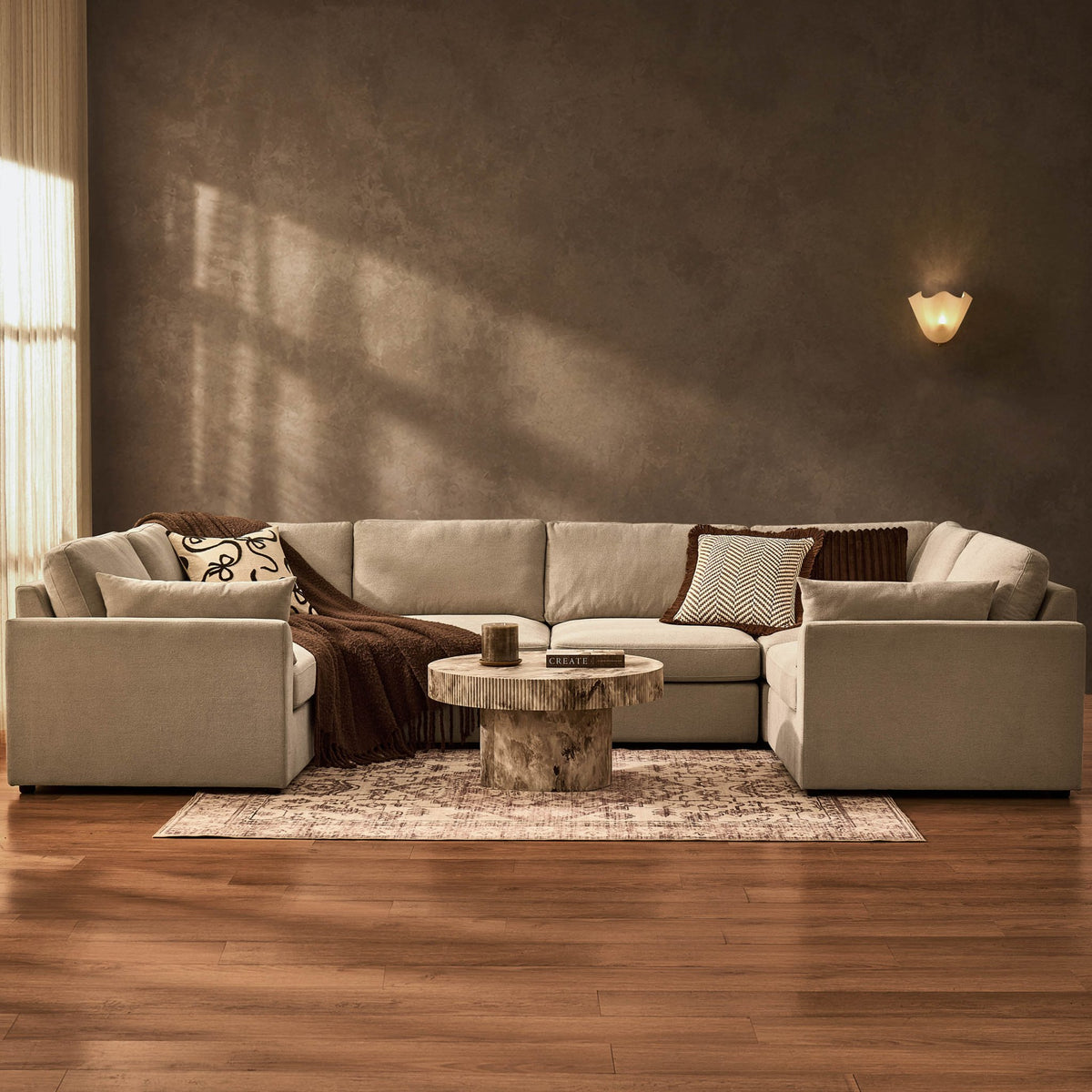 Miami U Shape Sofa - Chenille Oatmeal - DUSK