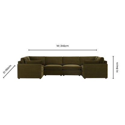 Miami U Shape Sofa - Chenille Olive - DUSK