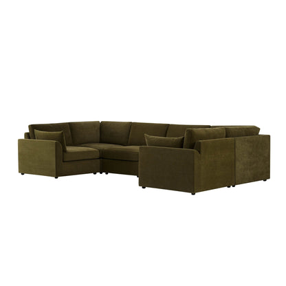 Miami U Shape Sofa - Chenille Olive - DUSK