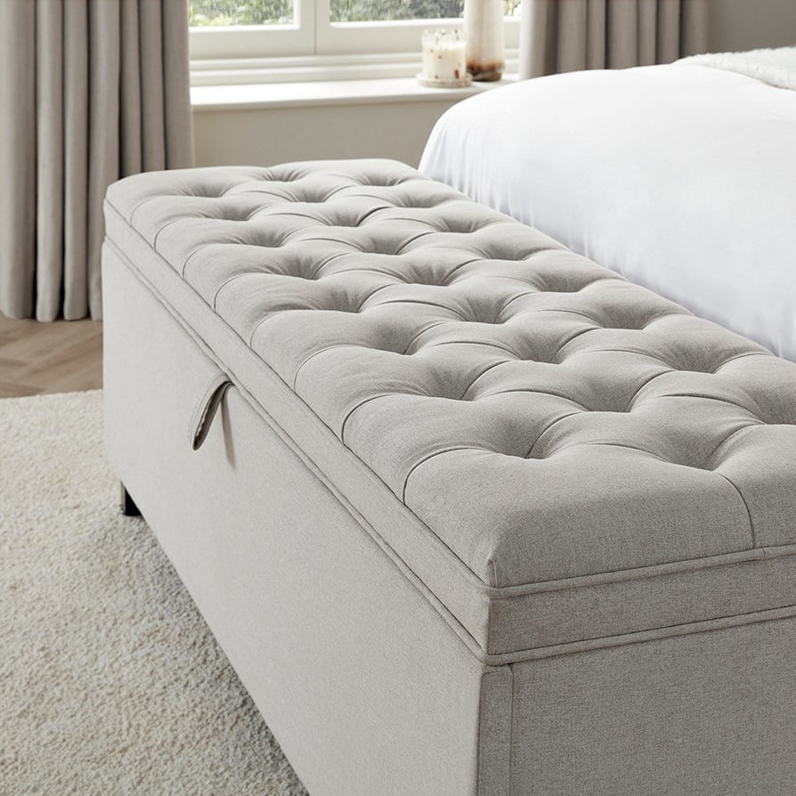 Middleton Button Back Storage Ottoman - Natural - DUSK