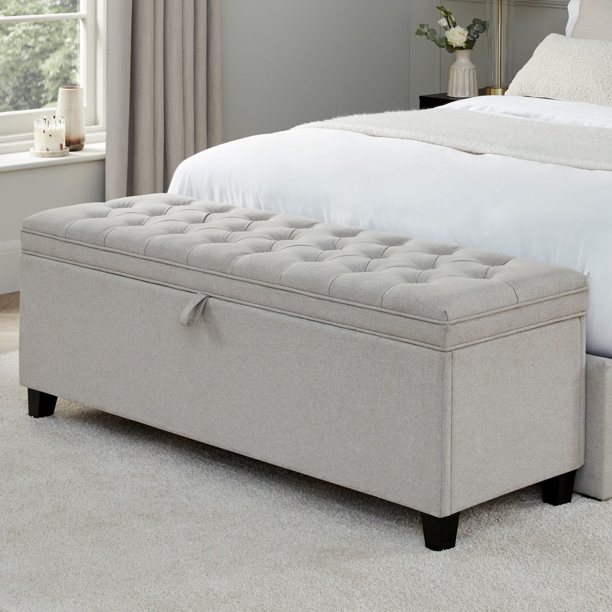 Middleton Button Back Storage Ottoman - Natural - DUSK
