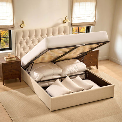 Middleton Ottoman Storage Bed - Beige - DUSK