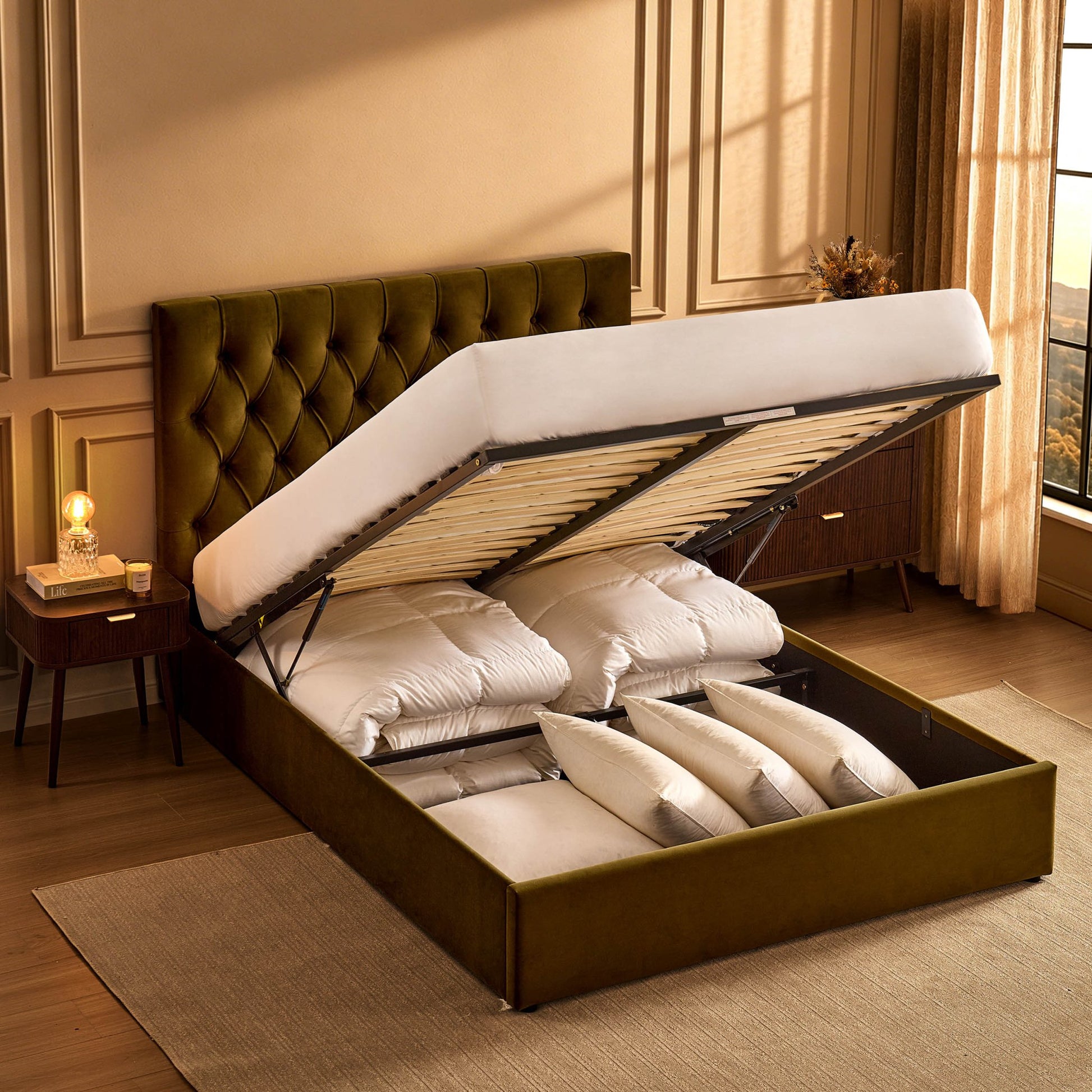 Middleton Ottoman Storage Bed - Muted Moss - DUSK