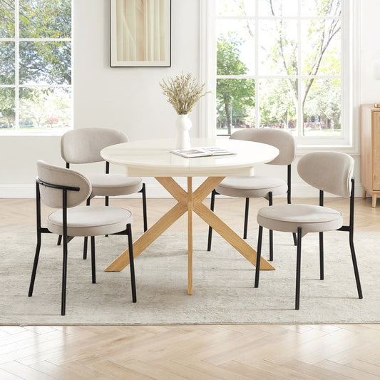 Mila Extendable 4-6 Seater Gloss Round Table - Natural - DUSK