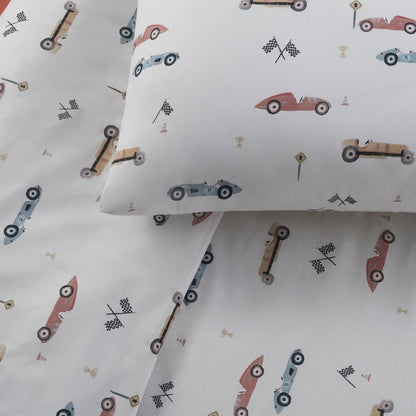 Miles Race Cars 100% Cotton Duvet Cover Set - DUSK