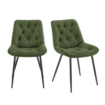 Millie Set of 2 Dining Chairs - Velvet - Dark Olive - DUSK