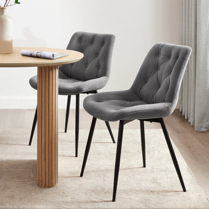 Millie Set of 2 Dining Chairs - Velvet - Grey - DUSK