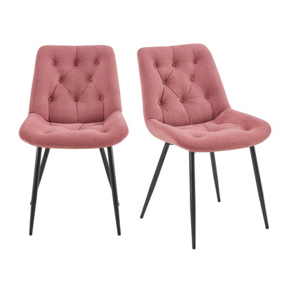 Millie Set of 2 Dining Chairs - Velvet - Pink - DUSK