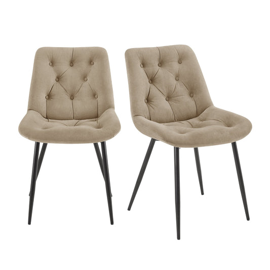 Millie Set of 2 Dining Chairs - Velvet - Sand - DUSK