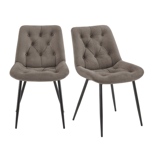 Millie Set of 2 Dining Chairs - Velvet - Taupe - DUSK