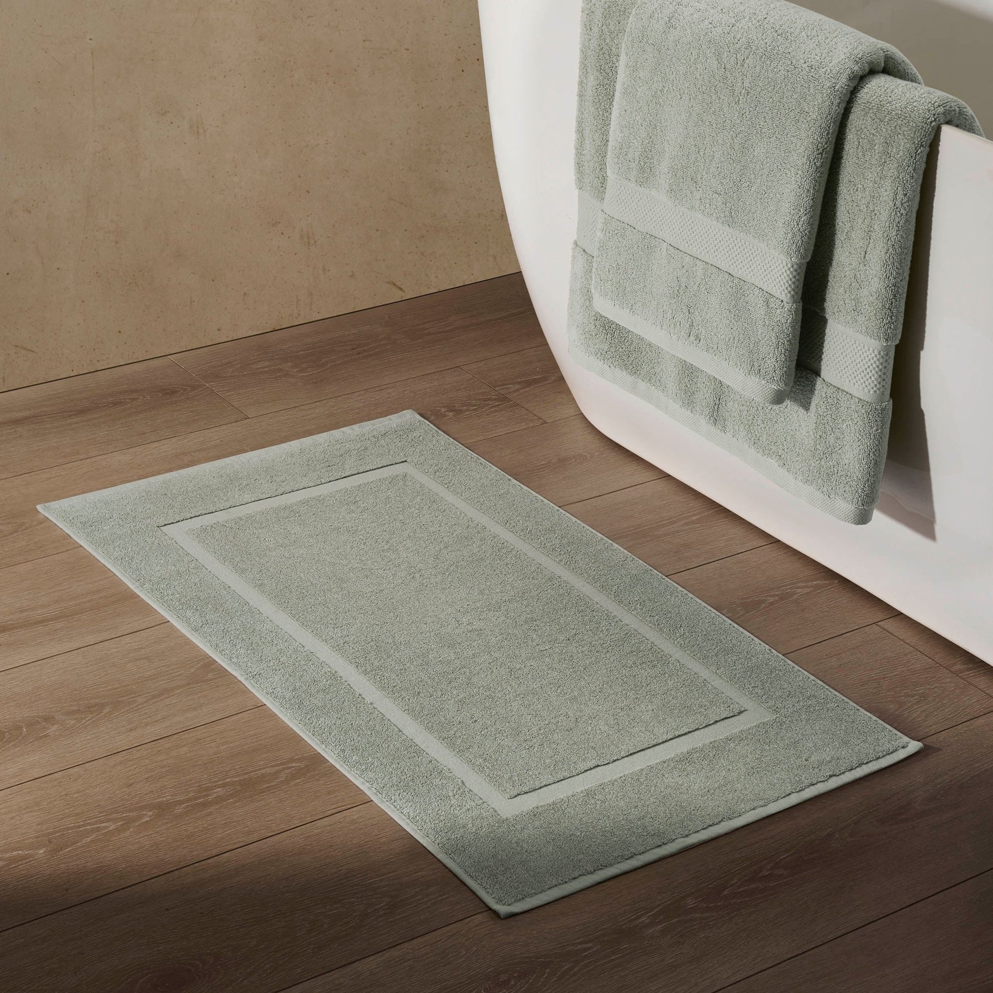 Milos Plain Picture Frame Bath Mat - Olive - DUSK