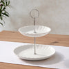 Mira Scalloped 2 - Tier Cake Stand - Off White - DUSK