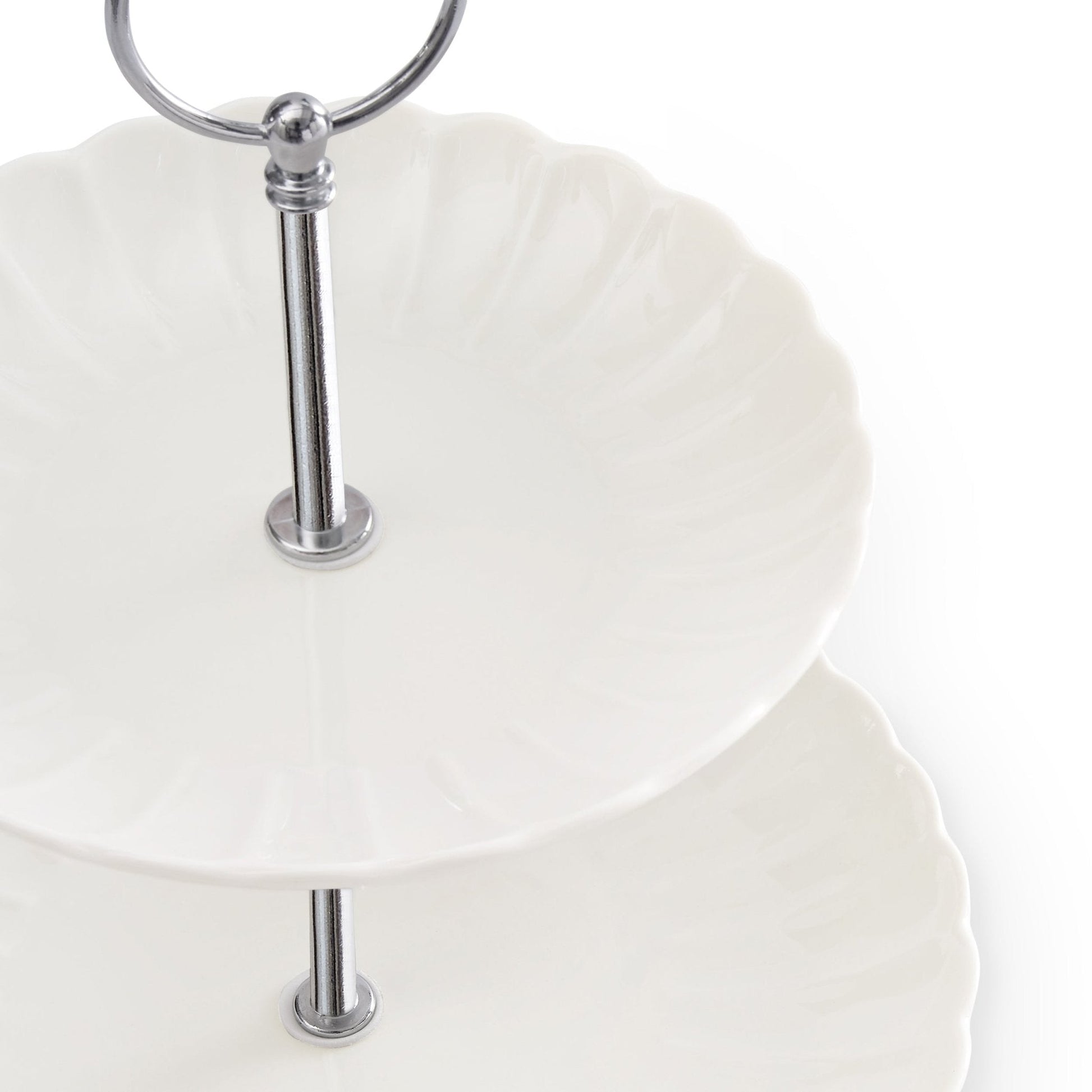 Mira Scalloped 2 - Tier Cake Stand - Off White - DUSK