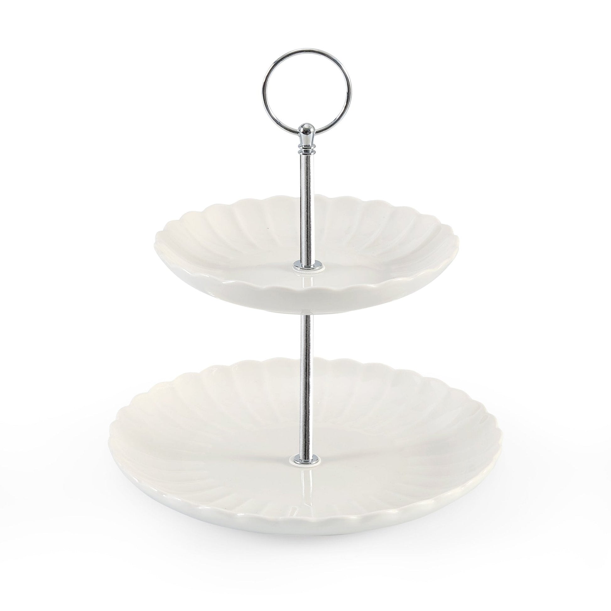 Mira Scalloped 2 - Tier Cake Stand - Off White - DUSK