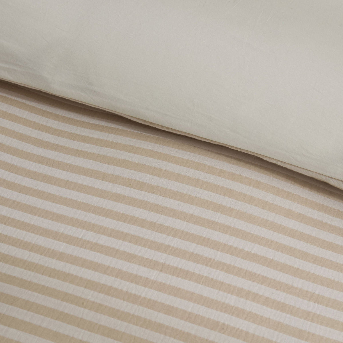 Miran Yarn Dyed Muslin Duvet Cover & Pillowcase Set - Natural/White - DUSK