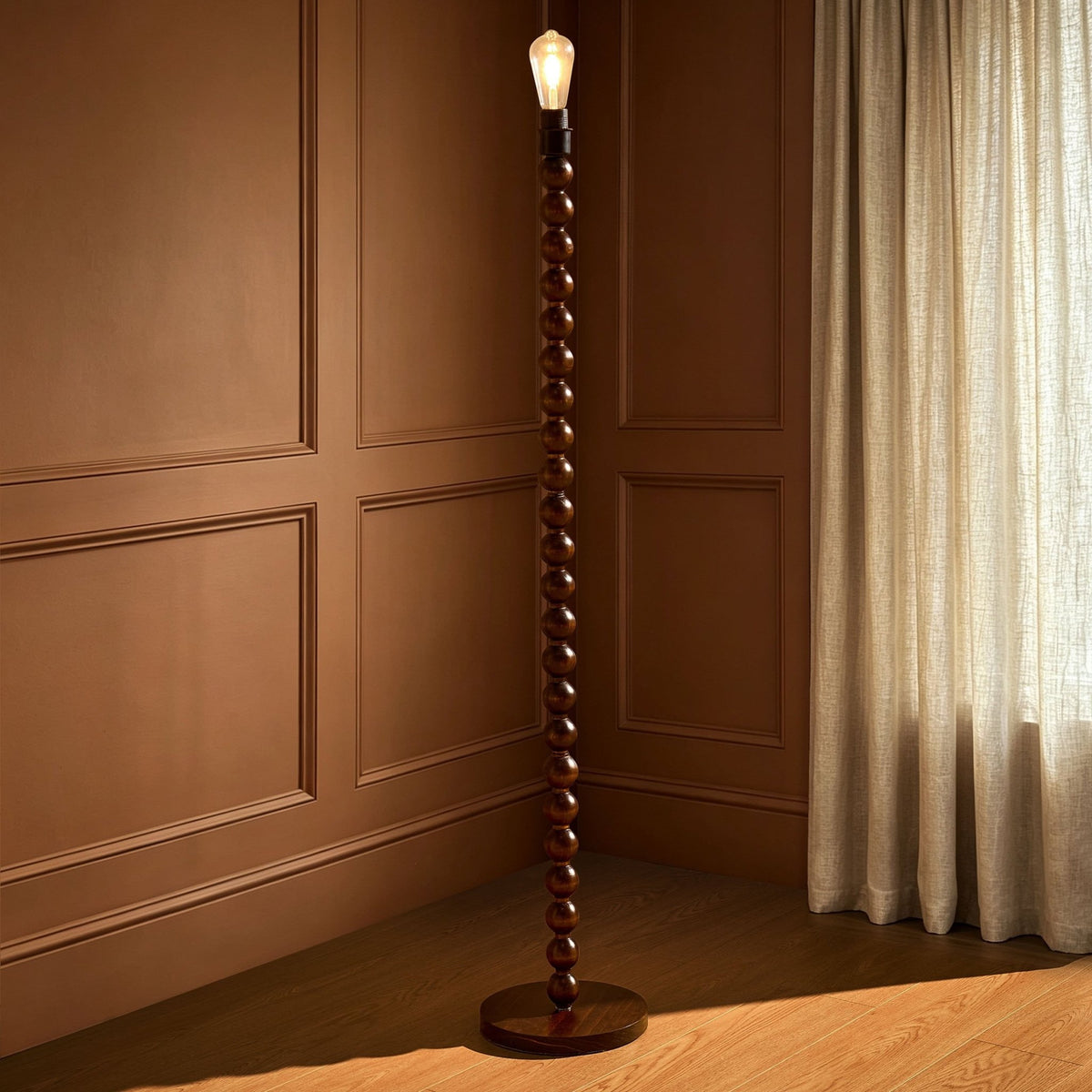 Mix and Match Floor Lamp Base Bobbin - Dark Wood - DUSK