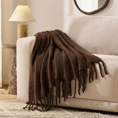 Mohair Style Sofa Throw - Chocolate - DUSK
