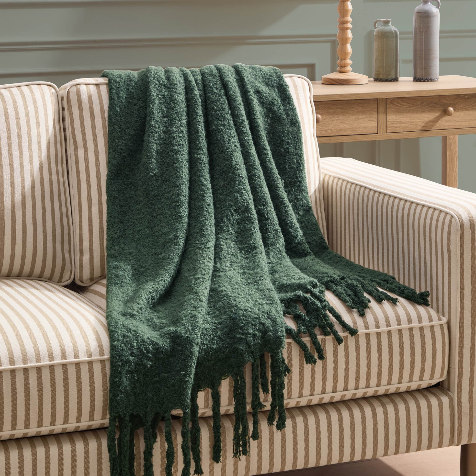 Mohair Style Sofa Throw - Forest Green - DUSK