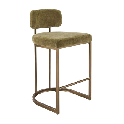 Molly Set of 2 Barstools - Chenille Olive - DUSK