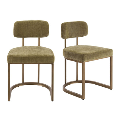 Molly Set of 2 Dining Chairs - Chenille Olive - DUSK