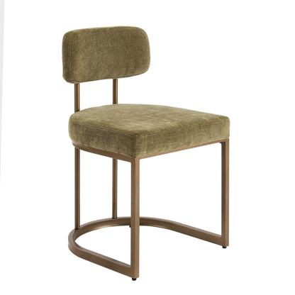 Molly Set of 2 Dining Chairs - Chenille Olive - DUSK