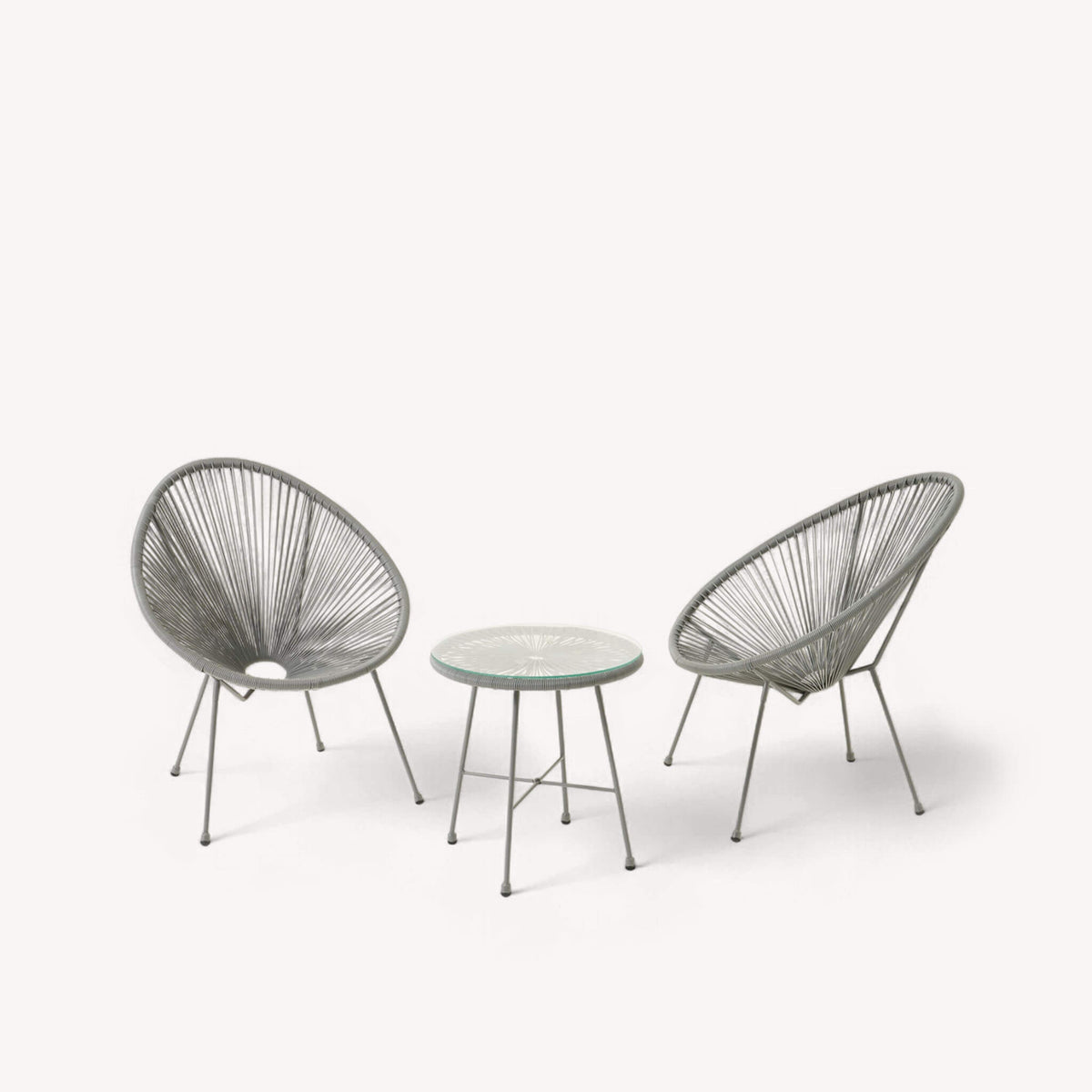 Monaco Outdoor 2 Seater Egg Chair Bistro Set - Grey - DUSK