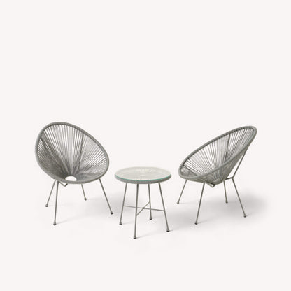 Monaco Outdoor 2 Seater Egg Chair Bistro Set - Grey - DUSK