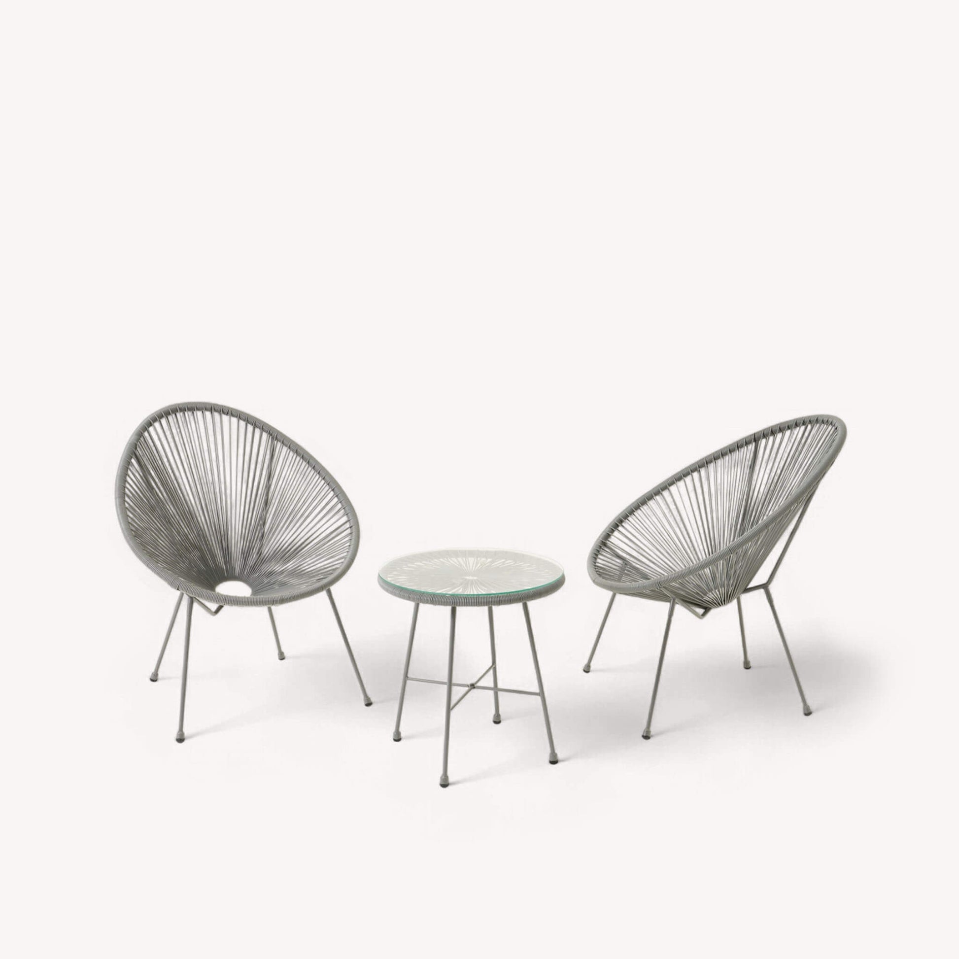 Monaco Outdoor 2 Seater Egg Chair Bistro Set - Grey - DUSK