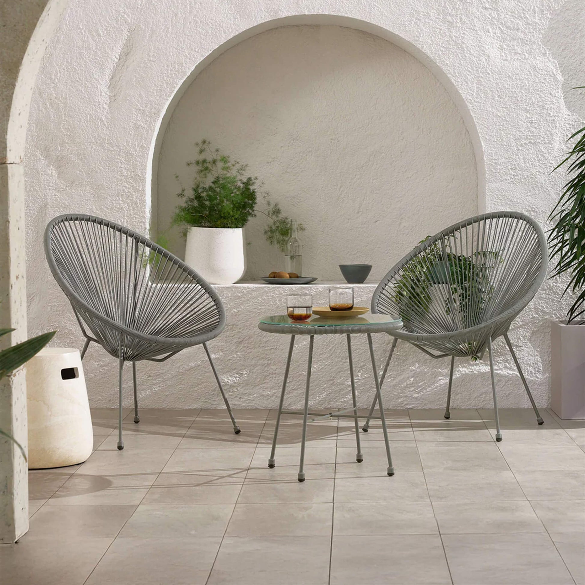 Monaco Outdoor 2 Seater Egg Chair Bistro Set - Grey - DUSK